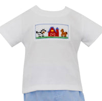 petit bebe Kids Smocked Farm Diaper Set in white - item - detail view