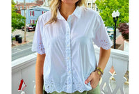 Dear John Denim - Ansel Cropped Eyelet Button Down Shirt