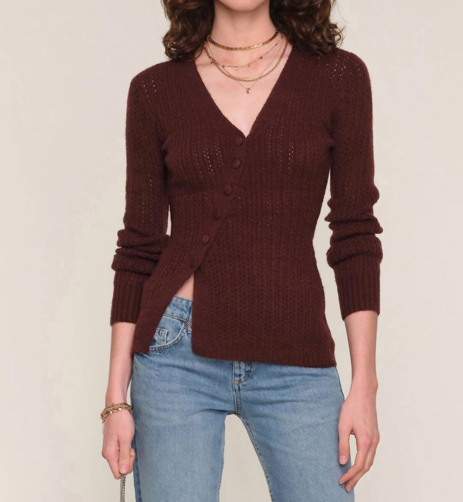 heartloom Lovett Sweater Top - Plus in chocolate - women's sweater