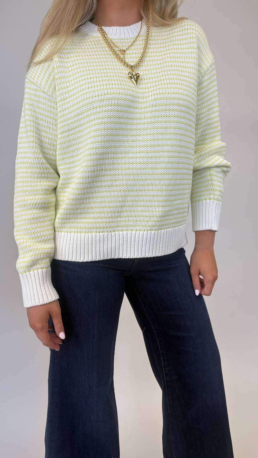 PISTOLA Aura Relaxed Crew Neck Sweater Top in limeade - women's sweater