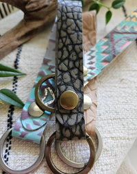 Native Leather Co - Unisex Hand-cut Embossed Pebble Leather Key Fob