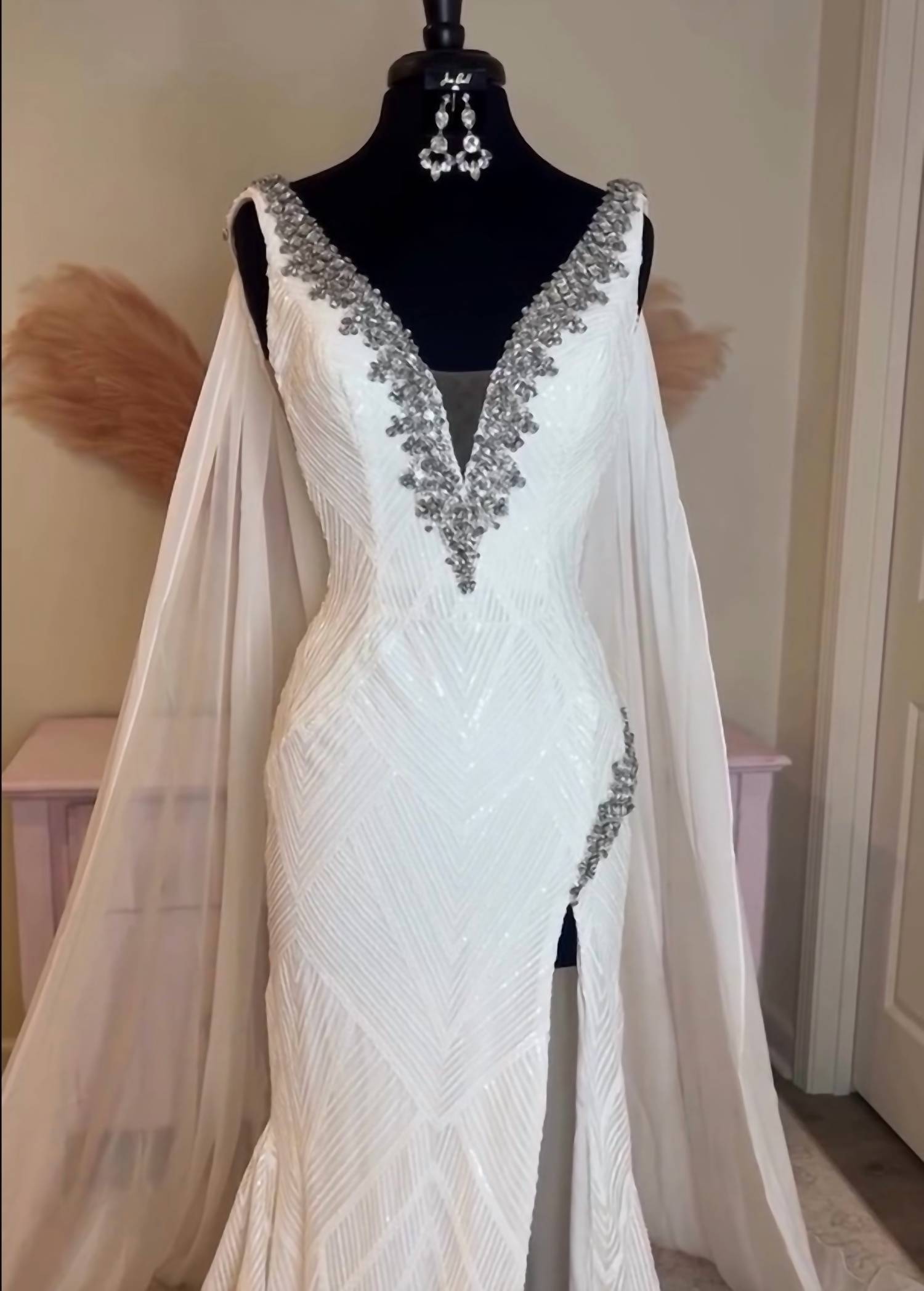 Ava Presley - Bejeweled Plunging Evening Gown