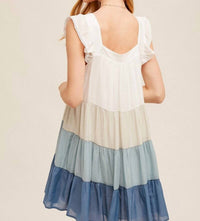 Hem & Thread Sweet Serenade Eyelet Color Block Dress in blue - women's dress - detail view