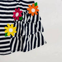 Florence Eiseman Kid's Stripe Kit Tunic With Flower & Leggings in navy pink - item - alternate view