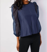Sail To Sable - Sheer Puff Sleeve Top