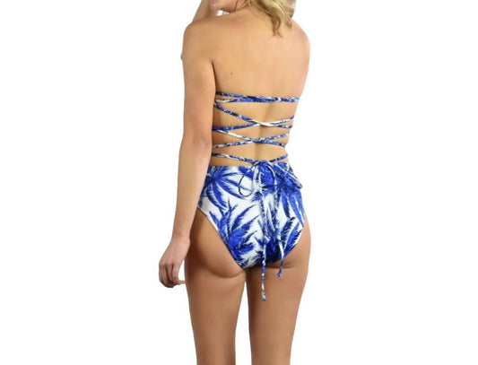 Milly - Palm Trees Apron Tie Back One Piece Swimsuit