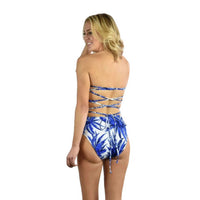 Milly - Palm Trees Apron Tie Back One Piece Swimsuit