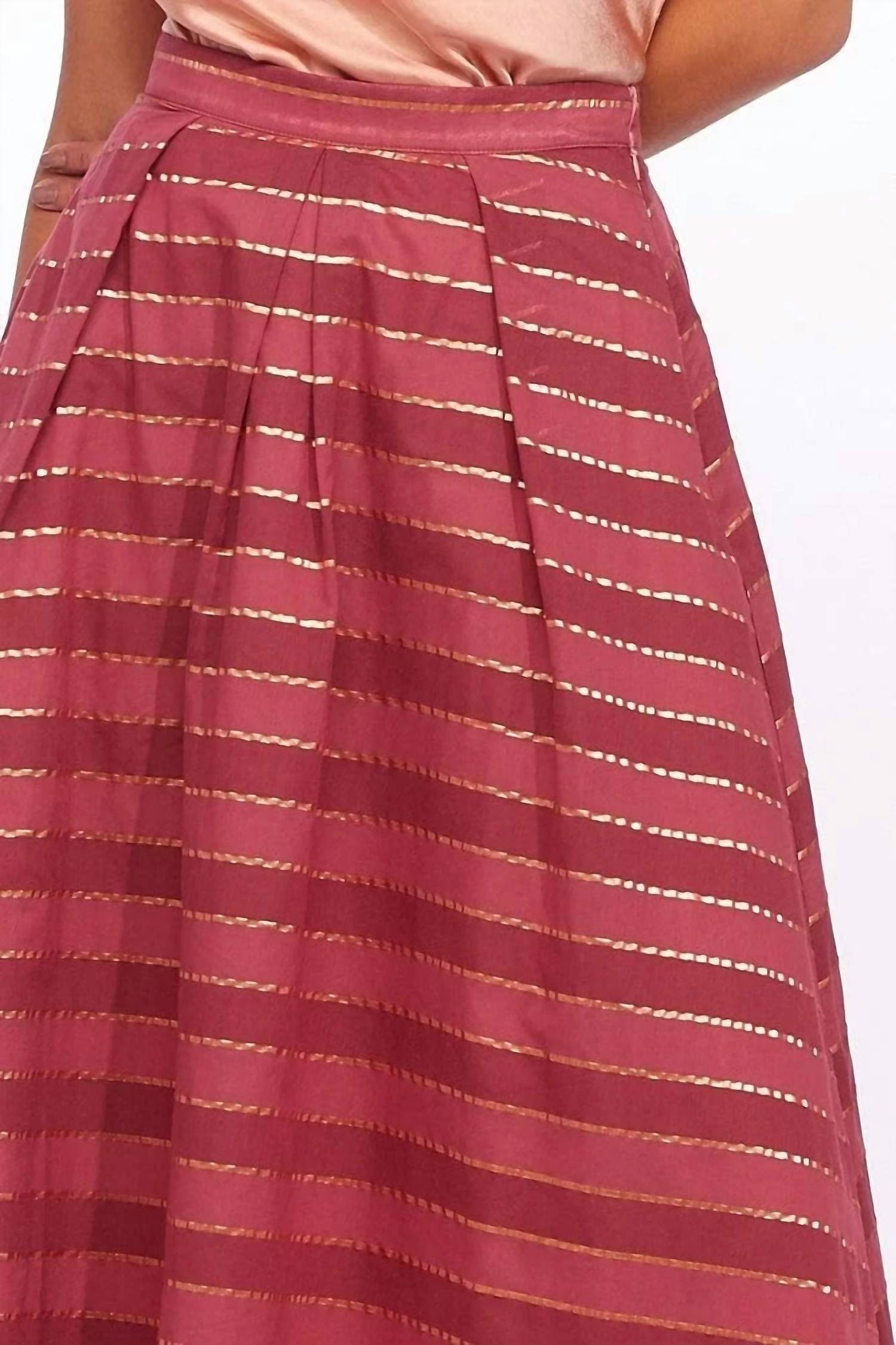 Eva Franco - Golden Cranberry Stripes Maxi Skirt