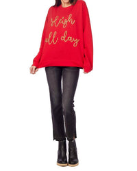 mudpie Sleigh All Day Sparkle Sweatshirt in red - women's top - alternate view