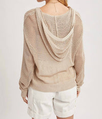 Wishlist - Open-knit Button-up Hooded Sweater