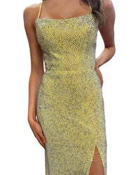 Vienna Prom - Rhinestone Long Dress With High Slit