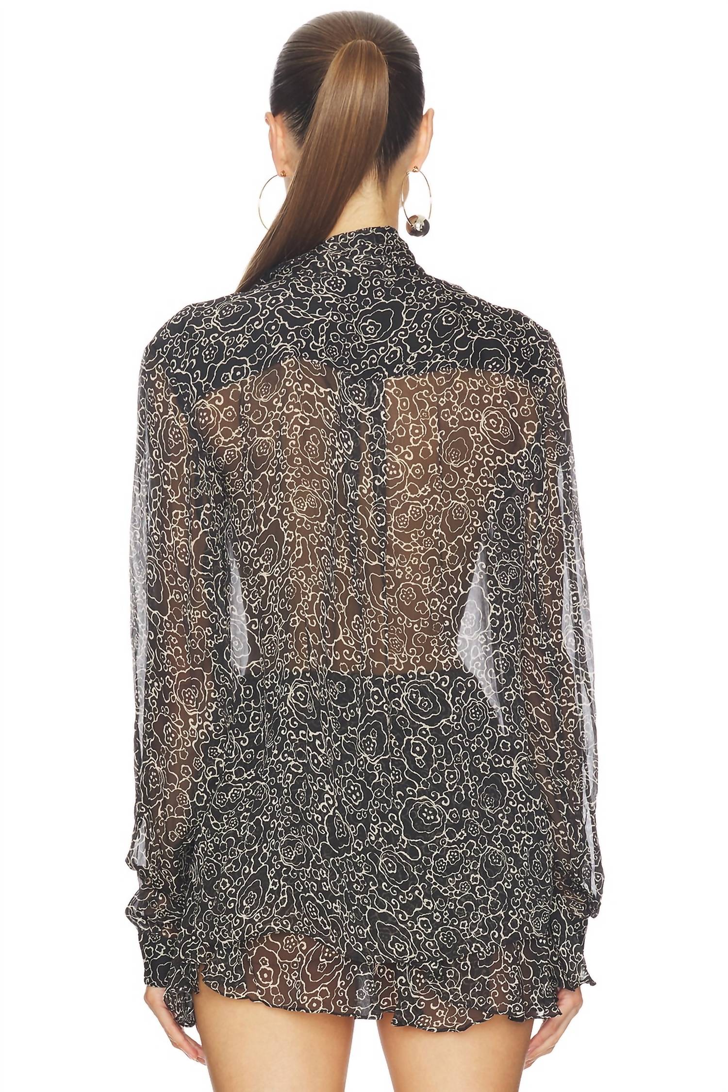 ISABEL MARANT Leona Blouse in black ecru - women's blouse - alternate view