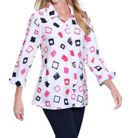 Multiples - Flounce Sleeve Button Front Shirt