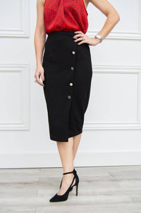 Button Front Pencil Skirt