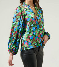 Sugarlips - Destine Split Neck Long Sleeve Blouse
