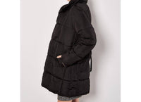 APRICOT Quilted Belted Coat in black - women's jacket
