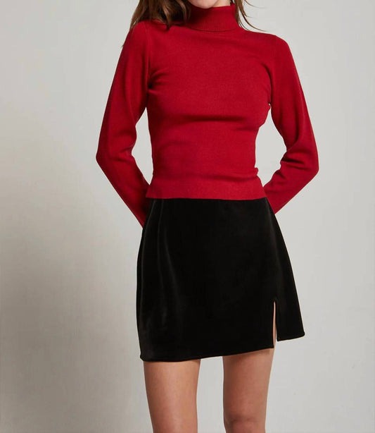 Crescent - Nadia Turtleneck Tie Back Knit Top