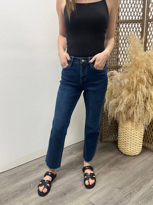 Vervet By Flying Monkey - High Rise Raw Hem Ankle Straight Jeans