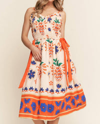 J.Nna - La Brisa Floral Print Smocked Midi Dress