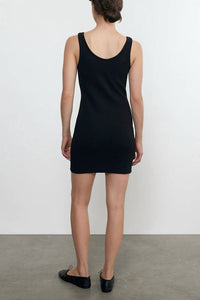 Enza Costa Jaquard Tank Mini Dress in black - women's dress - alternate view