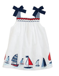Mudpie - Girl's Sailboat Poplin Dress