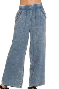 Zenana - Women's Washed Double Gauze Elastic Band Waist Pants