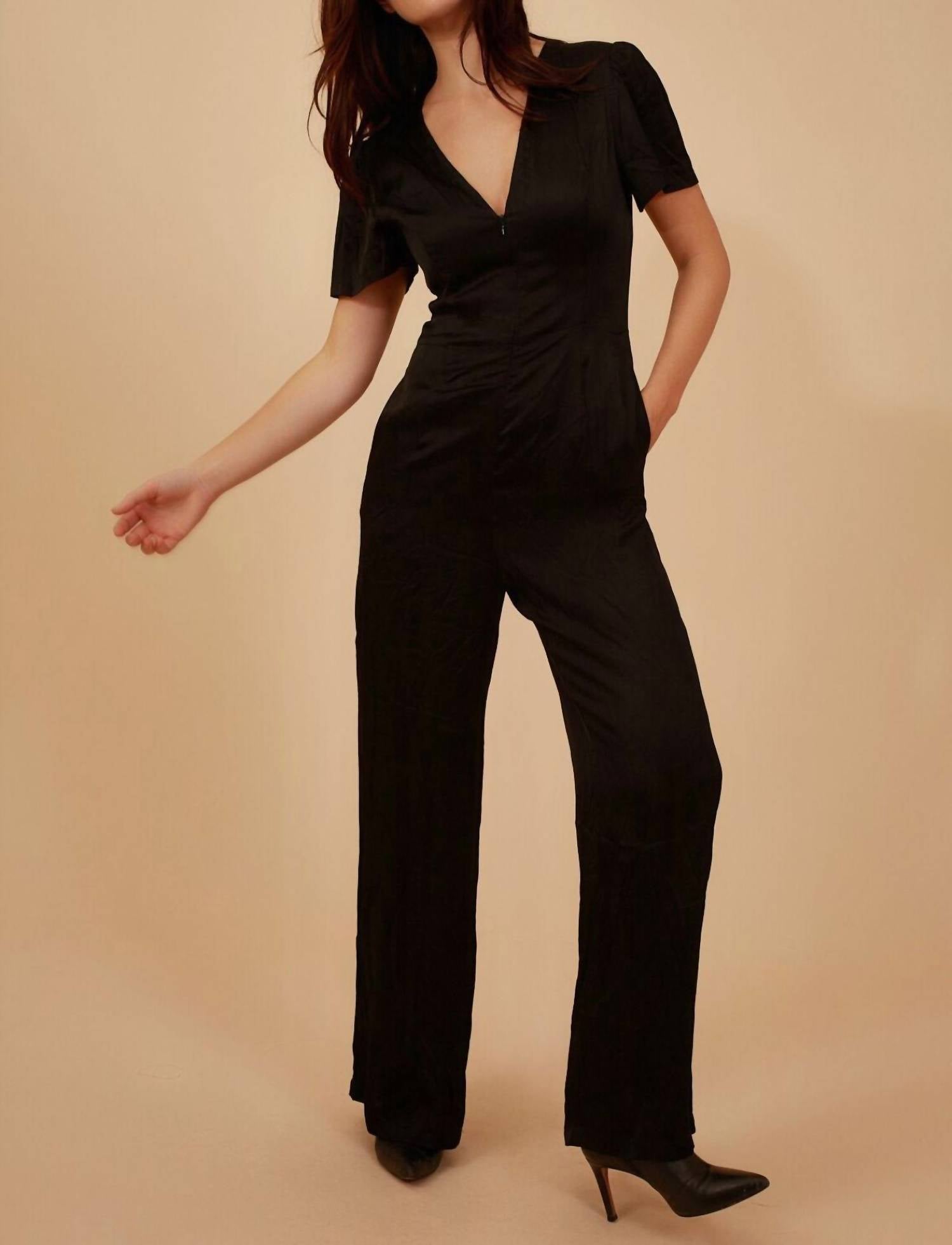 Traffic People Silkwood Corrie Jumpsuit in black - women's pants