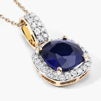 Diana M Jewels Women's Cushion Natural Sapphire Pendant Necklace (2.18 Ct) - Classic Plus in 18k yellow gold - women's jewelry - detail view