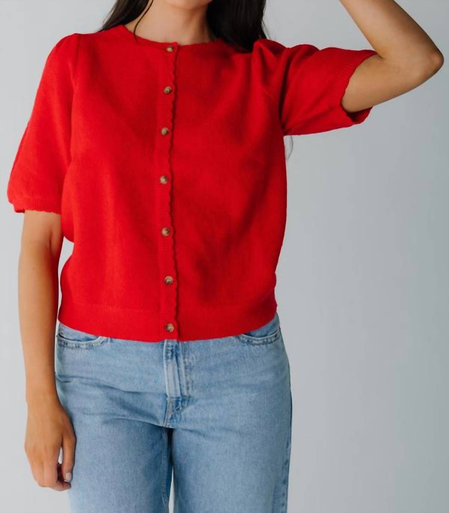Wishlist - Puff Sleeve Button-up Sweater Cardigan