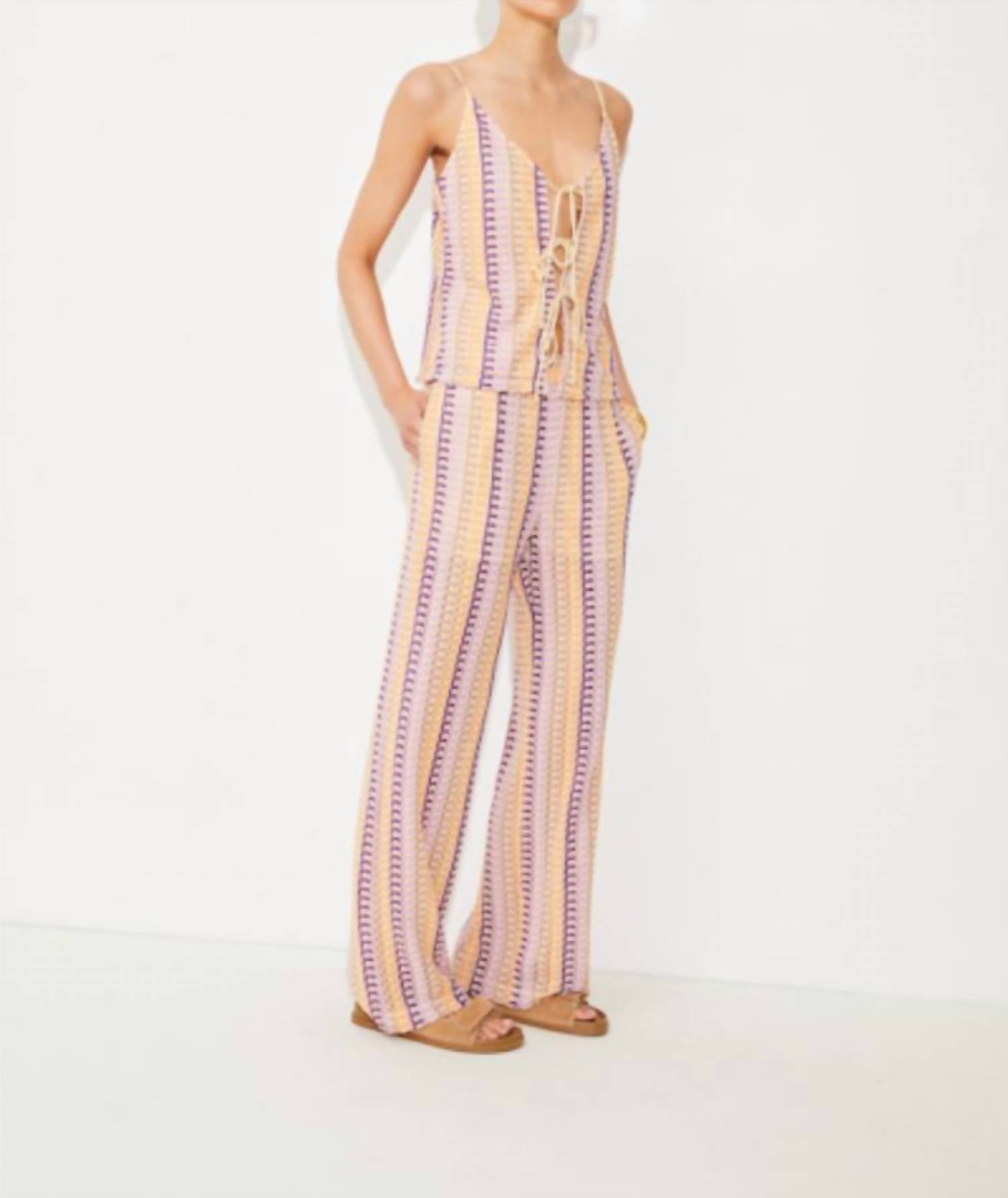 Suncoo - Jungle Stripe Wide Leg Pants