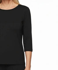 LIOR Round Neck Top in black - women's long sleeve top - detail view