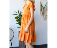 Veveret - Tencel Flutter Sleeve Tiered Dress