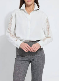 Lysse Natasha Lace Trim Shirt in ice - women's shirt - view 4
