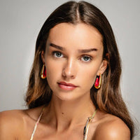 Gold & Honey - Women's Drop Hoop Earrings