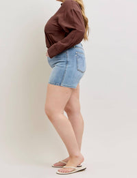 Judy Blue High Waist Slim Denim Short in blue - women's shorts - view 7