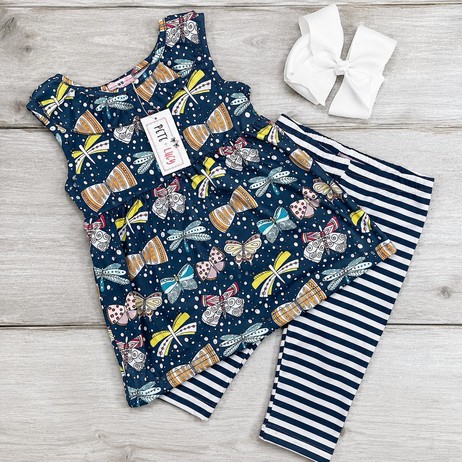 Pete + Lucy - Girls Butterfly Capri Set