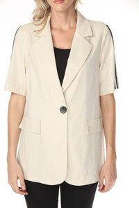 Joseph Ribkoff - Side Stripe Linen Blazer Jacket