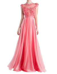 Cinderella Divine - 3d Flower With Embellishments Chiffon Gown