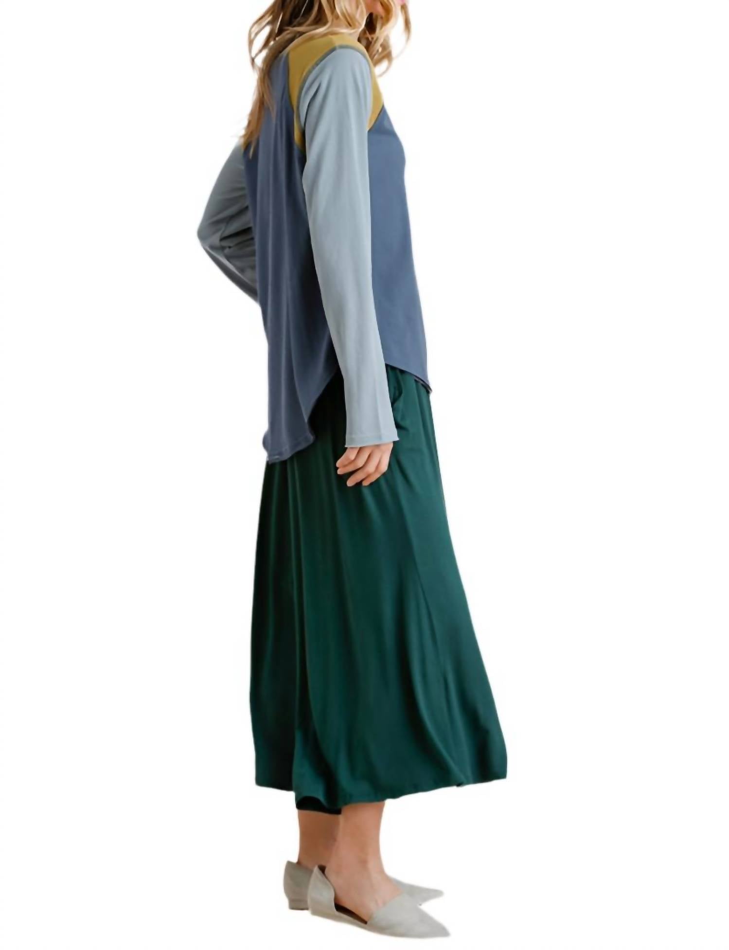 Umgee - Color Block Raw Edge Top