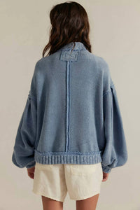 Lovlov - Washed Trim Cardigan Jacket