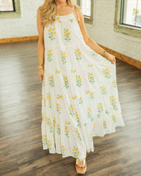 En Creme - Just Dandy Floral Bow Tie Straps Maxi Dress