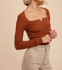 In-Loom - Ribbed Knit Square Neck Top