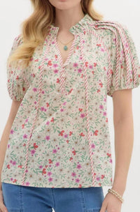 Entro - Floral and Stripe Top