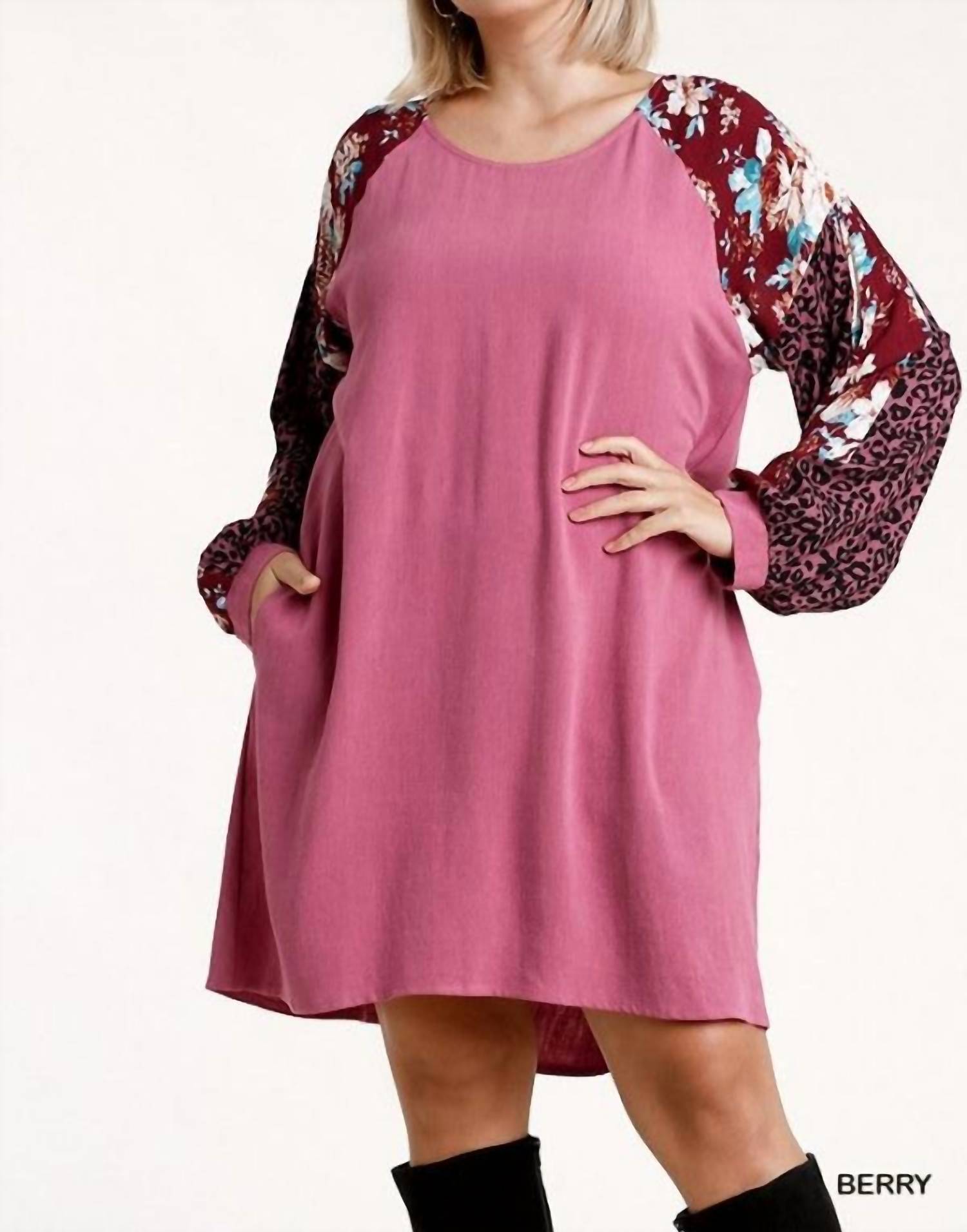 Umgee - Floral & Animal Pocket Dress