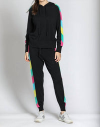 APNY Colorful Side Stripe Jogger in black multi - women's pants - view 4