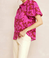 Entro - Floral Button Up Top