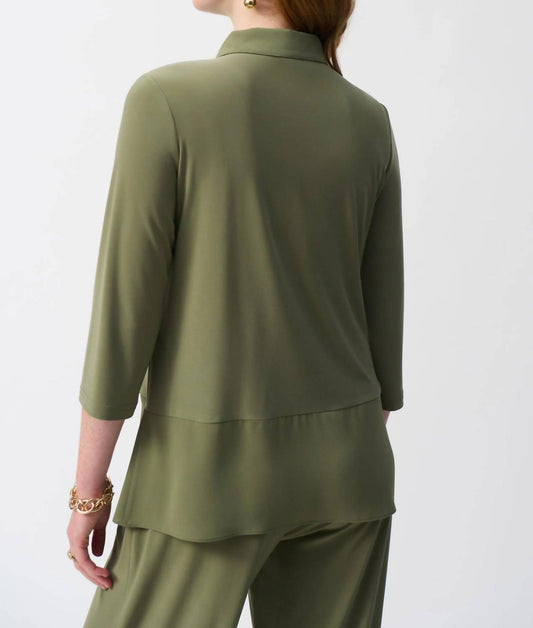 Joseph Ribkoff - Zip Front 3/4 Sleeve Tunic Top