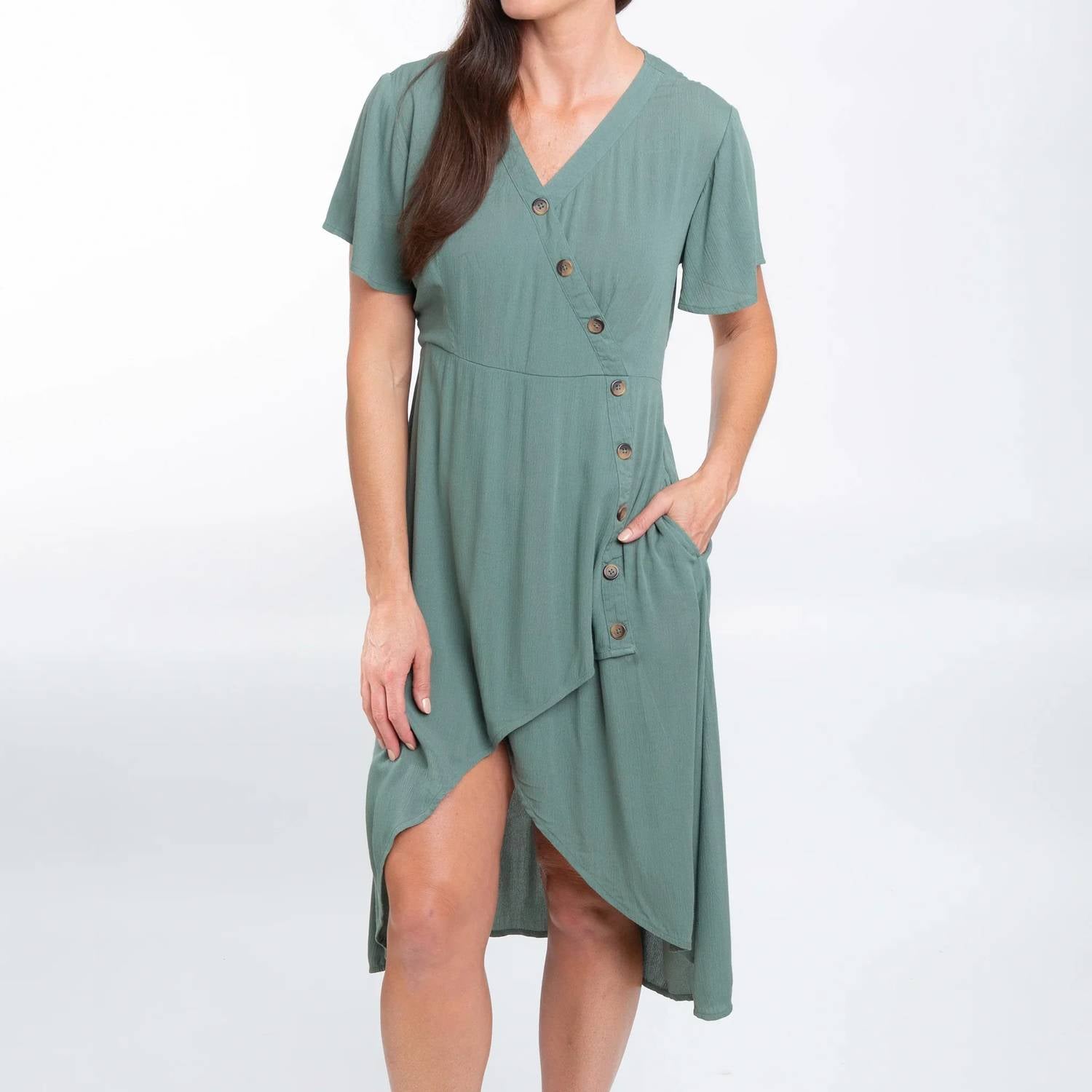 Elsie & Zoey - Ayanna V-Neck Short Sleeve Dress