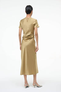 STAUD Marcel Silk Dress in antique - women's dress - alternate view