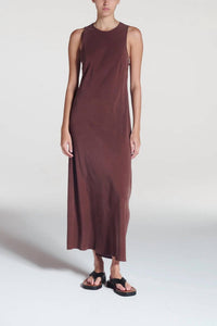 ASCENO Valencia Silk Maxi Dress in mahogany - women's dress
